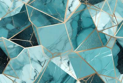 The primary subject of the image is a blue and gold marble pattern. The setting is a blue and white marble surface, which serves as the background. The visual style is a combination of digital art and illustration, creating a unique and intricate design. The dominant colors are blue and gold, giving the image a luxurious and elegant appearance.