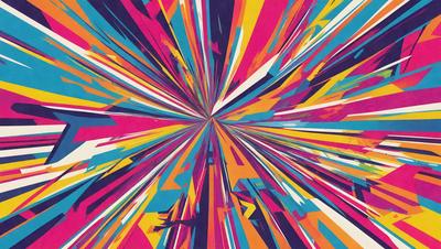 The primary subject of the image is a colorful, abstract design that resembles a star or a brightly colored explosion. The setting is a colorful background, which adds to the vibrant atmosphere of the image. The visual style is a combination of digital art and illustration, creating a unique and eye-catching pattern. The colors and mood of the image are predominantly bright and lively, with a sense of energy and excitement.