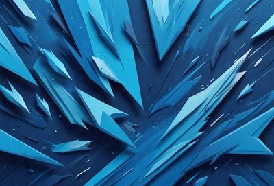 The primary subject of the image is a large, blue, and white ice formation. The setting is a blue background, which creates a striking contrast with the ice formation. The visual style is a combination of digital art and illustration, giving the image a unique and artistic appearance. The dominant colors are blue and white, which evoke a sense of coldness and tranquility.