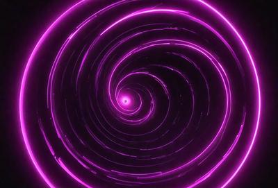 The primary subject of the image is a purple spiral, which appears to be a digital art or illustration. The spiral is set against a dark background, creating a striking contrast. The visual style of the image suggests that it is a creative and artistic representation of a spiral, possibly inspired by the concept of a black hole. The dominant colors in the image are purple and black, giving it a mysterious and captivating atmosphere.