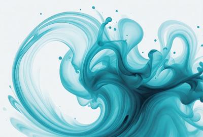 The primary subject of the image is a blue and white swirl, which appears to be a digital art or illustration. The setting is a white background, and the visual style is a combination of digital art and illustration. The dominant colors in the image are blue and white, creating a sense of movement and fluidity.