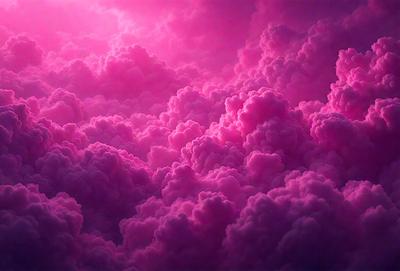 The primary subject of the image is a pink cloud, which is the main object, scene, or focus of the image. The setting or background is a purple sky, and the visual style appears to be a photo. The dominant colors in the image are pink and purple, creating a warm and vibrant atmosphere.