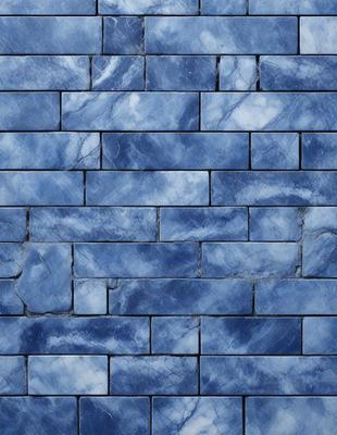 The primary subject of the image is a blue brick wall. The setting is a room with a blue brick wall as the main focus. The visual style is a photo of the blue brick wall. The dominant colors are blue and white, creating a calm and soothing atmosphere.