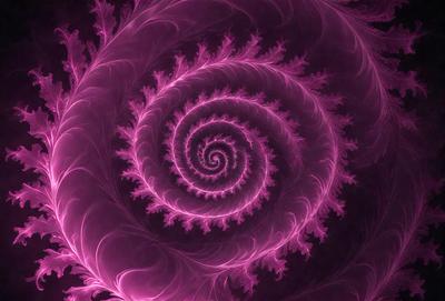 The primary subject of the image is a spiral pattern, which is the main object, scene, or focus of the image. The spiral pattern is set against a purple background, creating a visually striking and vibrant scene. The visual style of the image is a combination of photo and digital art, as it appears to be a close-up of a spiral pattern with a pink background. The colors and mood of the image are predominantly pink, giving it a warm and inviting atmosphere.