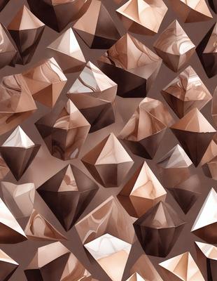 The primary subject of the image is a pattern of triangular shapes, which are arranged in a visually appealing manner. The setting is a wall, and the visual style appears to be a combination of digital art and illustration. The dominant colors in the image are brown and beige, creating a warm and earthy atmosphere.