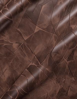 The primary subject of the image is a close-up of a brown leather material. The setting is a wall, and the visual style is a photo. The colors and mood of the image are dominated by the brown leather, giving it a warm and natural appearance.