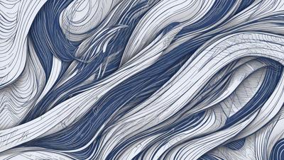 The primary subject of the image is a blue and white swirl pattern, which appears to be a digital art or illustration. The setting is a blue background, and the visual style is a combination of digital art and drawing. The dominant colors are blue and white, creating a calm and soothing atmosphere.