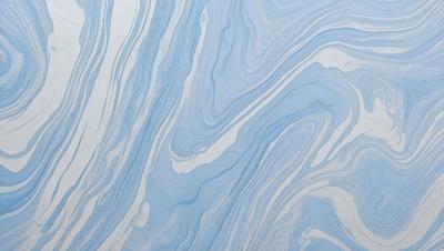 The primary subject of the image is a blue and white striped pattern, which appears to be a painting or drawing. The setting is a white wall, and the visual style is a combination of artistic and digital elements. The dominant colors are blue and white, creating a calm and soothing atmosphere.