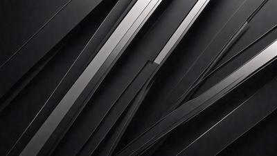 The primary subject of the image is a close-up of a metal surface, possibly a piece of art or a sculpture. The setting is a black background, which contrasts with the metal surface. The visual style appears to be a combination of a photo and digital art, as the metal surface appears to be a blend of both. The colors and mood of the image are predominantly black, giving it a sleek and modern appearance.