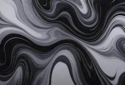 The primary subject of the image is a black and white pattern, which appears to be a digital art or illustration. The setting is a white background, and the visual style gives the impression of a painting or drawing. The dominant colors are black and white, creating a classic and timeless atmosphere.