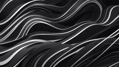 The primary subject of the image is a black and white pattern, which appears to be a digital art or illustration. The setting is a black background, and the visual style is a combination of digital art and drawing. The dominant colors are black and white, creating a mood of simplicity and elegance.