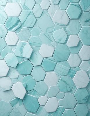 The primary subject of the image is a blue and white marble tile wall. The setting is a bathroom, and the visual style is a photo. The dominant colors are blue and white, creating a clean and elegant atmosphere.