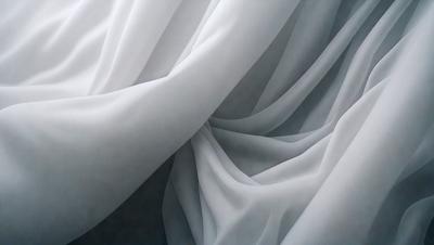 The primary subject of the image is a white curtain, which is the main object, scene, or focus of the image. The setting/background consists of a dark background, which contrasts with the white curtain. The visual style of the image is a close-up of the curtain, showcasing its texture and details. The colors and mood of the image are predominantly dark and moody, with the white curtain serving as a striking contrast against the dark background.