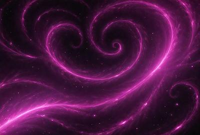 The primary subject of the image is a purple heart-shaped swirl, which is the main object, scene, or focus of the image. The setting or background features a dark, starry sky, creating a sense of depth and mystery. The visual style of the image is a combination of digital art and illustration, giving it a unique and artistic appearance. The dominant colors in the image are purple and pink, which evoke a sense of love, passion, and creativity. Overall, the image has a captivating and visually striking mood.