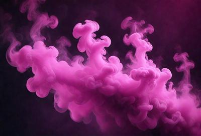 The primary subject of the image is a purple smoke or fog, which appears to be a digital art or illustration. The setting is a dark background, and the visual style gives the impression of a surreal or dreamy atmosphere. The dominant colors are purple and pink, creating a moody and mysterious mood.