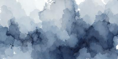 The primary subject of the image is a blue cloudy sky. The setting is a cloudy day, and the visual style is a watercolor painting. The dominant colors are blue and white, creating a calm and serene atmosphere.