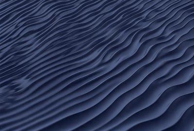 The primary subject of the image is a large body of water, which appears to be a deep blue ocean. The setting is a vast expanse of water, with no visible land or other objects in the background. The visual style of the image is a digital art or illustration, as it captures the intricate patterns and waves of the water. The colors and mood of the image are predominantly blue, creating a serene and calming atmosphere.