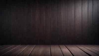 The primary subject of the image is a wooden wall. The setting is a room with a wooden floor. The visual style is a photo, and the colors and mood are predominantly brown and neutral.