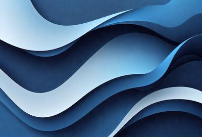 The primary subject of the image is a blue and white wave pattern. The setting is a blue background, and the visual style appears to be a digital art or illustration. The dominant colors are blue and white, creating a calm and serene atmosphere.