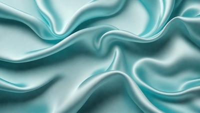 The primary subject of the image is a close-up of a blue fabric, possibly a piece of silk or a similar material. The setting is a room with a blue background, which adds to the overall atmosphere of the scene. The visual style appears to be a digital art or illustration, as the fabric is depicted in a detailed and realistic manner. The colors and mood of the image are predominantly blue, creating a calm and serene atmosphere.