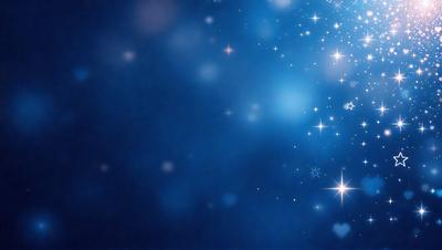 The primary subject of the image is a blue background with a pattern of stars. The setting is a night sky, and the visual style is a digital art or illustration. The dominant colors are blue and white, creating a calm and serene atmosphere.