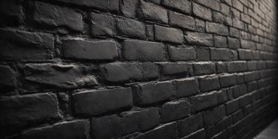 The primary subject of the image is a brick wall. The setting is a dark room, and the visual style is a photo. The dominant colors are black and grey, creating a moody atmosphere.