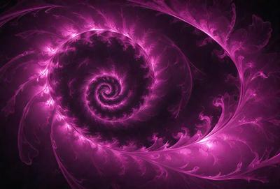 The primary subject of the image is a purple spiral, which appears to be a digital art or illustration. The spiral is set against a dark background, creating a striking contrast. The visual style of the image suggests that it is a digital art or illustration, rather than a photo or a traditional drawing. The dominant colors in the image are purple and black, giving the spiral a bold and striking appearance.