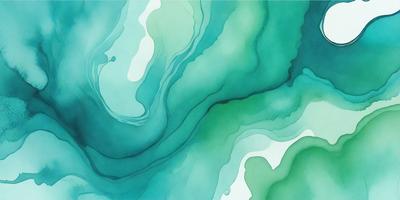 The primary subject of the image is a painting of a blue and green ocean scene. The setting is a water surface, and the visual style is a digital art or illustration. The dominant colors in the painting are blue and green, creating a serene and calming atmosphere.