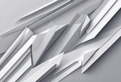 The primary subject of the image is a white paper cutout of a mountain. The paper cutout is made up of multiple triangular shapes, creating a three-dimensional effect. The setting is a white background, which provides a clean and minimalist appearance. The visual style is a combination of digital art and illustration, as the paper cutout is created using a computer-aided design (CAD) software. The colors and mood of the image are predominantly white, giving it a clean and serene atmosphere.