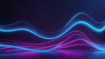 The primary subject of the image is a purple and blue wave-like pattern. The setting is a dark background, which contrasts with the vibrant colors of the wave. The visual style appears to be a digital art or illustration, as the wave is depicted in a fluid and dynamic manner. The dominant colors of the image are purple and blue, creating a calming and soothing atmosphere.
