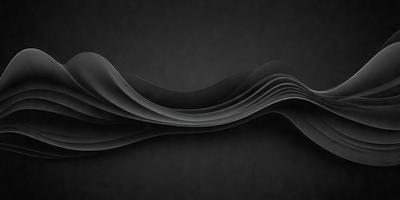 The primary subject of the image is a black and white drawing of a wave. The setting is a black background, which emphasizes the wave's shape and form. The visual style is a combination of digital art and illustration, creating a clean and modern appearance. The colors and mood of the image are predominantly black and white, giving it a classic and timeless feel.