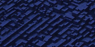 The primary subject of the image is a blue, three-dimensional grid pattern. The setting is a dark blue background, which creates a contrasting and visually striking effect. The visual style is a digital art or illustration, as the grid pattern is intricately detailed and the overall atmosphere is one of depth and complexity. The colors and mood of the image are predominantly dark blue, which adds to the sense of mystery and intrigue.