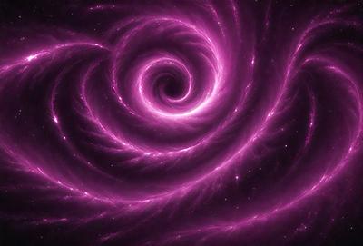 The primary subject of the image is a purple spiral, which appears to be a swirling pattern or a galaxy-like structure. The setting is a dark background, which contrasts with the purple spiral, creating a striking visual effect. The visual style of the image is a combination of digital art and illustration, as it features a detailed and intricate design. The colors and mood of the image are predominantly purple, giving it a unique and captivating appearance.