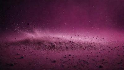 The primary subject of the image is a purple cloud of dust or sand, which is the main focus of the scene. The setting is a purple background, which adds to the overall atmosphere of the image. The visual style appears to be a photo, as it captures the purple cloud in a realistic manner. The colors and mood of the image are predominantly purple, creating a sense of depth and intrigue.