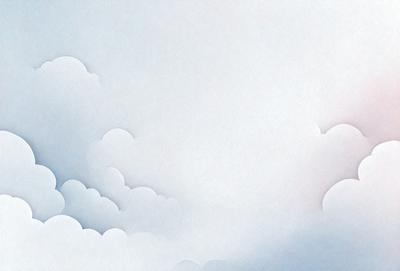 The primary subject of the image is a white cloud floating in a blue sky. The setting is a vast, open sky with no visible land or other objects. The visual style is a combination of digital art and illustration, creating a sense of depth and dimension. The colors are predominantly white and blue, giving the scene a calm and serene atmosphere.