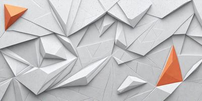 The primary subject of the image is a white wall with a pattern of triangles. The setting is a room with a white surface, and the visual style appears to be a combination of digital art and illustration. The dominant colors are white and gray, creating a clean and minimalist atmosphere.