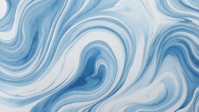 The primary subject of the image is a blue and white swirl pattern, which is the main focus of the image. The setting is a white wall, and the visual style is a digital art or illustration. The dominant colors are blue and white, creating a calming and soothing atmosphere.