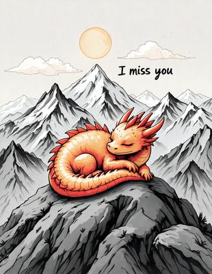 The primary subject of the image is a red dragon, which is laying on a rocky surface. The dragon appears to be sleeping or resting, and it is surrounded by a mountainous landscape. The visual style of the image is a combination of digital art and illustration, giving it a unique and creative appearance. The dominant colors in the image are red and orange, which are used to depict the dragon's scales and the surrounding environment. The overall atmosphere of the image is serene and peaceful, as the dragon appears to be undisturbed by its surroundings.