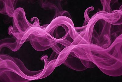 The primary subject of the image is a pink smoke or vapor, which appears to be a digital art or illustration. The setting is a dark background, and the visual style gives the impression of a surreal or dreamy atmosphere. The dominant colors are pink and purple, creating a soft and ethereal mood.