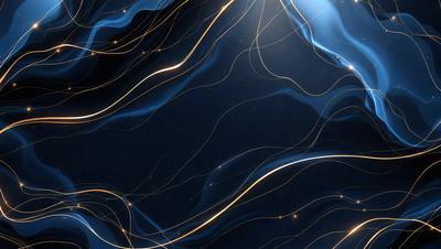 The primary subject of the image is a blue background with a pattern of yellow and blue streaks. The setting appears to be a dark room, and the visual style is a combination of digital art and illustration. The dominant colors are blue and yellow, creating a vibrant and energetic atmosphere.