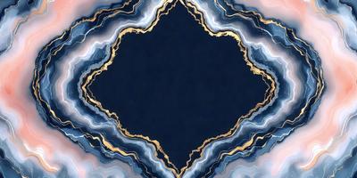The primary subject of the image is a blue and gold patterned background. The setting is a dark blue background with a gold pattern, creating a visually striking contrast. The visual style of the image is a combination of digital art and illustration, with the gold pattern resembling a stained glass window. The colors and mood of the image are predominantly dark blue and gold, giving it a rich and luxurious appearance.