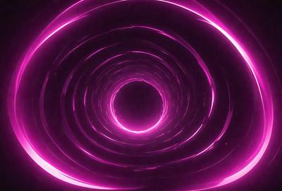 The primary subject of the image is a large, pink, circular tunnel. The tunnel appears to be a part of a larger structure, possibly a building or an art installation. The setting is a dark room, which contrasts with the bright pink color of the tunnel. The visual style of the image is a combination of a photo and a digital art piece, creating a unique and eye-catching effect. The dominant colors in the image are pink and purple, giving the scene a vibrant and lively atmosphere.