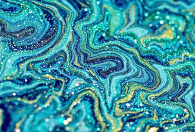 The primary subject of the image is a close-up of a blue and yellow swirling pattern, which appears to be a digital art or illustration. The setting is a blue and green background, creating a vibrant and lively atmosphere. The visual style is a mix of digital art and illustration, with the swirling pattern being the main focus of the image. The colors and mood convey a sense of energy and movement, with the blue and yellow colors adding a sense of depth and contrast to the overall composition.