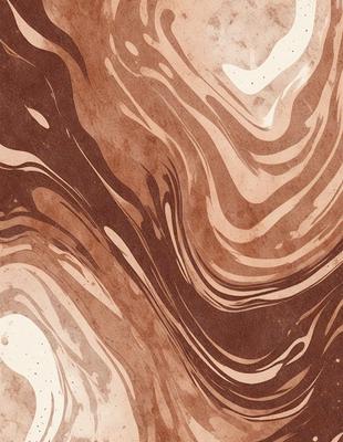 The primary subject of the image is a brown and white swirling pattern, which appears to be a painting or drawing. The setting is a brown background, and the visual style is a combination of digital art and illustration. The colors and mood of the image are predominantly brown and white, creating a sense of depth and complexity in the swirling pattern.