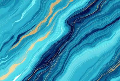 The primary subject of the image is a blue and gold striped pattern, which is displayed on a blue background. The visual style of the image is digital art, as it appears to be a computer-generated design. The dominant colors in the image are blue and gold, creating a vibrant and lively atmosphere.