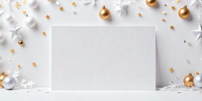 The primary subject of the image is a blank piece of paper with a gold star pattern on it. The paper is placed on a white background, giving it a clean and simple appearance. The visual style of the image is a combination of digital art and illustration, as the paper has a patterned design and the gold stars are digitally rendered. The colors and mood of the image are predominantly white and gold, creating a warm and inviting atmosphere.