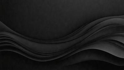 The primary subject of the image is a black background with a pattern of waves. The setting is a dark room, and the visual style is a combination of a photo and digital art. The dominant colors are black and white, and the overall atmosphere is dramatic and moody.