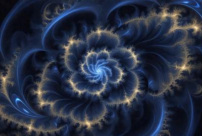 The primary subject of the image is a spiral pattern, which is the main object, scene, or focus of the image. The setting or background features a blue and yellow color scheme, creating a vibrant and lively atmosphere. The visual style of the image is a combination of photo and digital art, as it appears to be a close-up of a spiral pattern with a blue and yellow background. The colors and mood of the image are energetic and dynamic, with the spiral pattern and the blue and yellow colors contributing to the overall atmosphere.