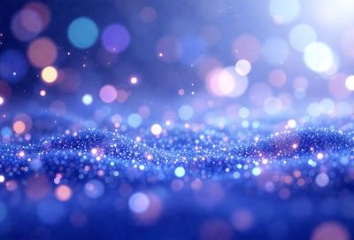 The primary subject of the image is a blue background with a pattern of bright, colorful lights. The setting appears to be a nighttime sky, with the lights creating a vibrant and lively atmosphere. The visual style of the image is a combination of digital art and illustration, as the lights are depicted in a way that resembles a painting or drawing. The colors and mood of the image are predominantly blue, with the bright lights adding a sense of energy and excitement to the scene.