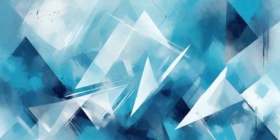 The primary subject of the image is a blue and white mountain, which is the main focus of the scene. The mountain is set against a blue sky, creating a striking contrast. The visual style of the image is digital art, as it appears to be a painting or drawing created using digital tools. The colors and mood of the image are predominantly blue and white, giving it a calm and serene atmosphere.